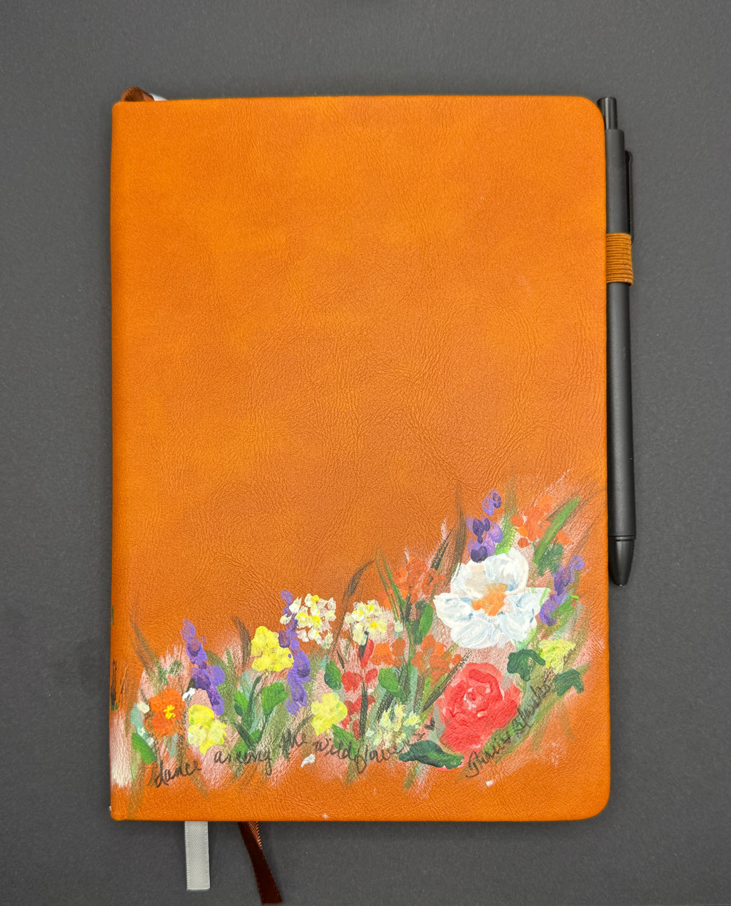 Hand Painted Leather Journal - Floral