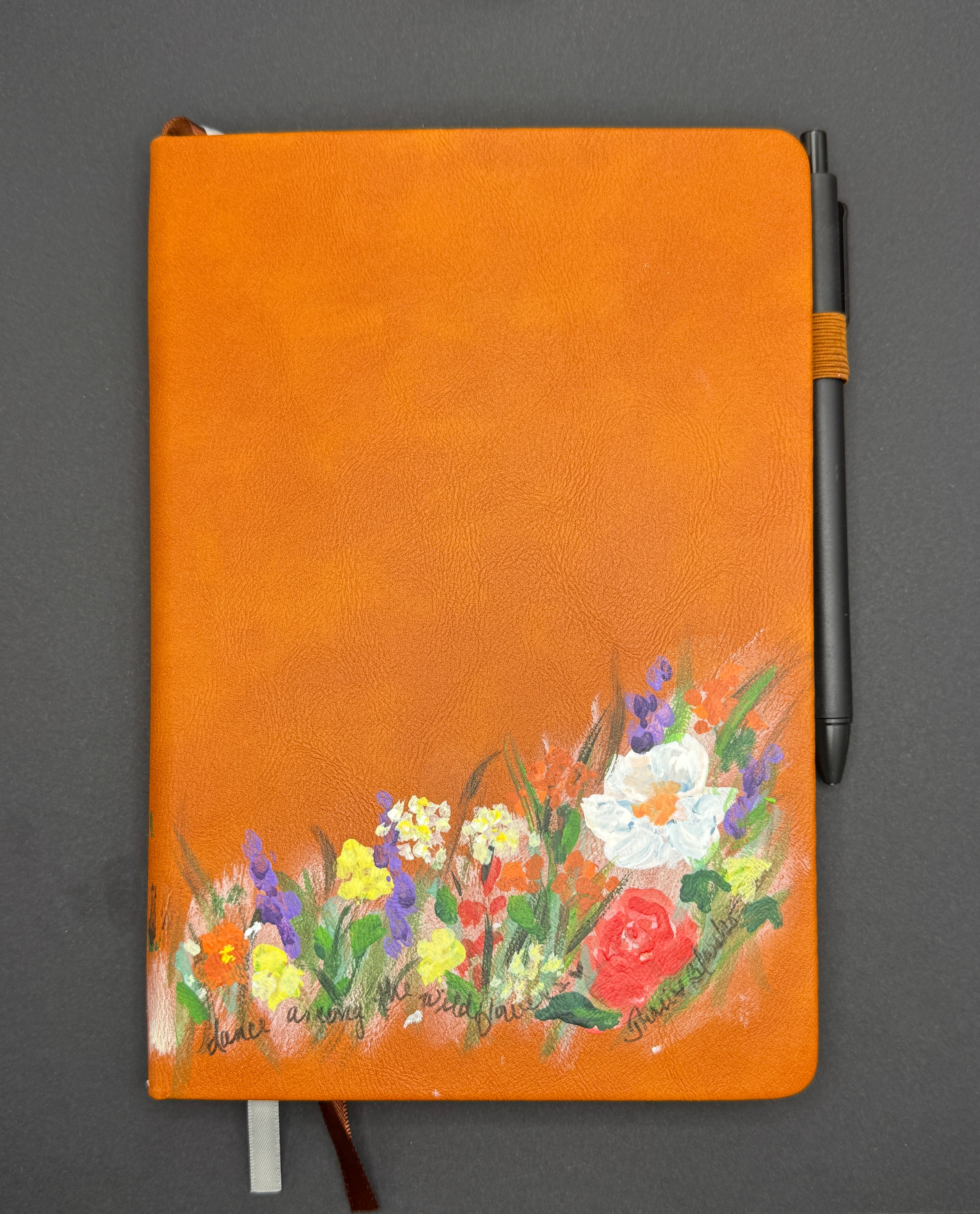 Hand Painted Leather Journal - Floral