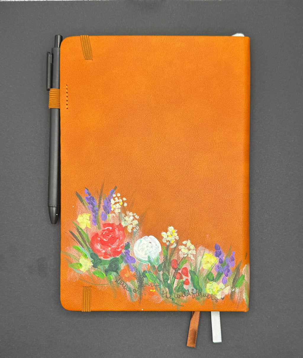 Hand Painted Leather Journal - Floral