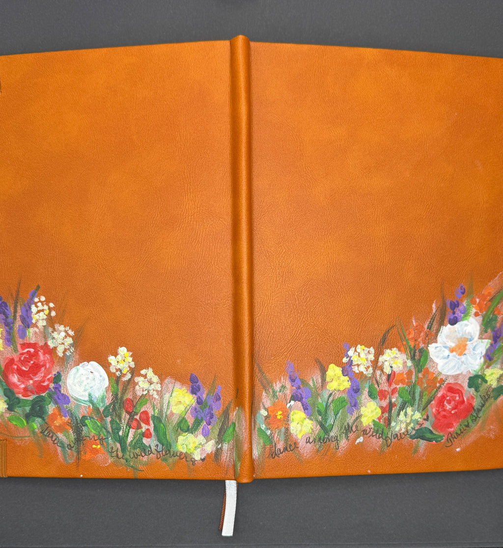 Hand Painted Leather Journal - Floral