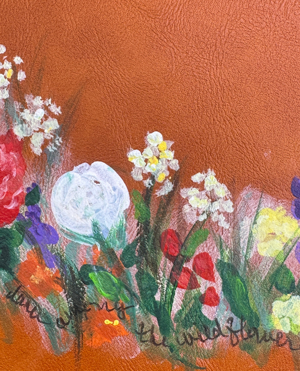 Hand Painted Leather Journal - Floral