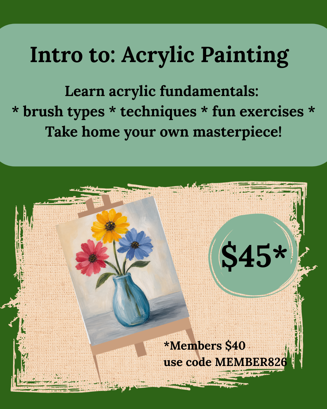 Intro to Acrylic Painting: August