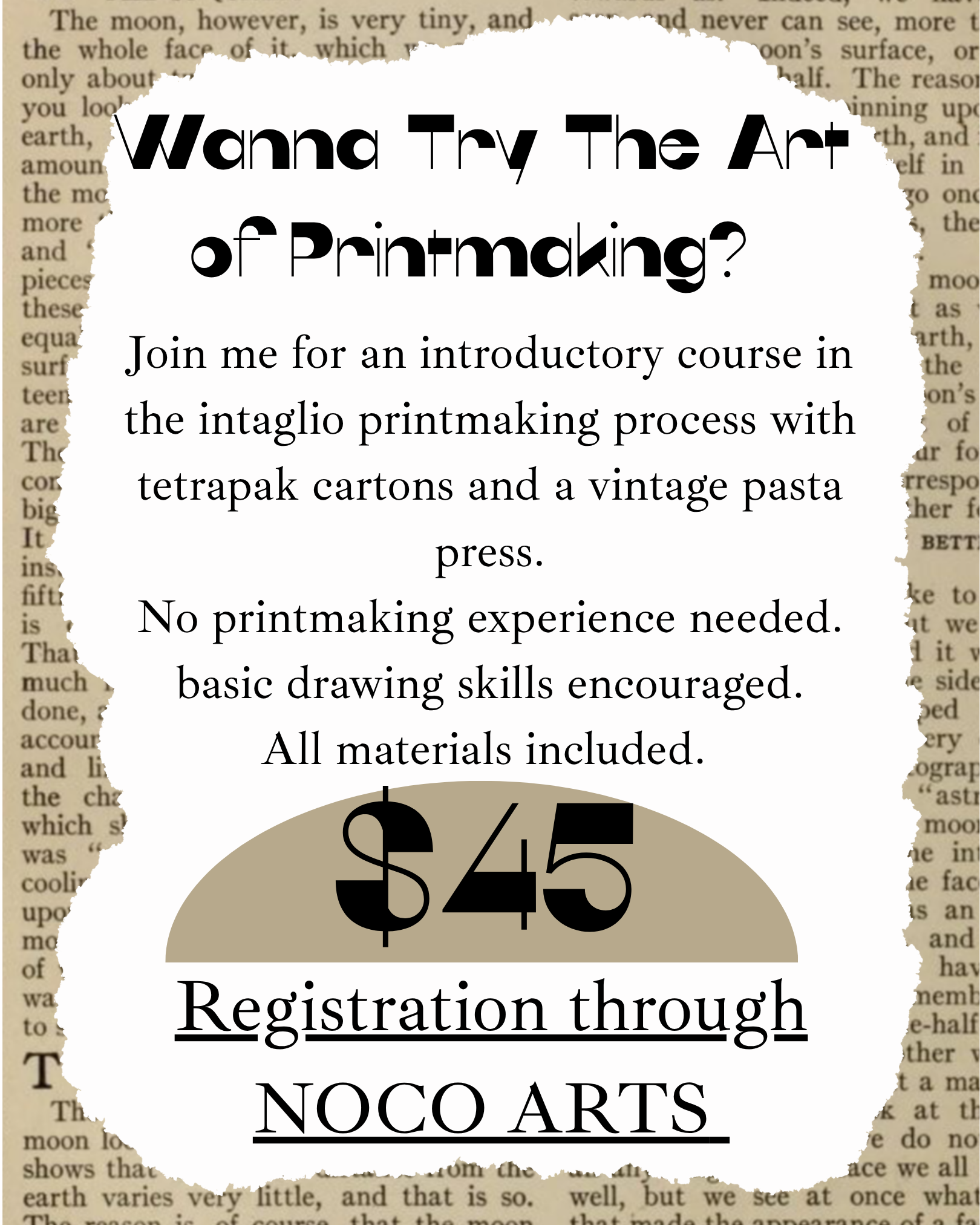 Pasta Press Printmaking Workshop