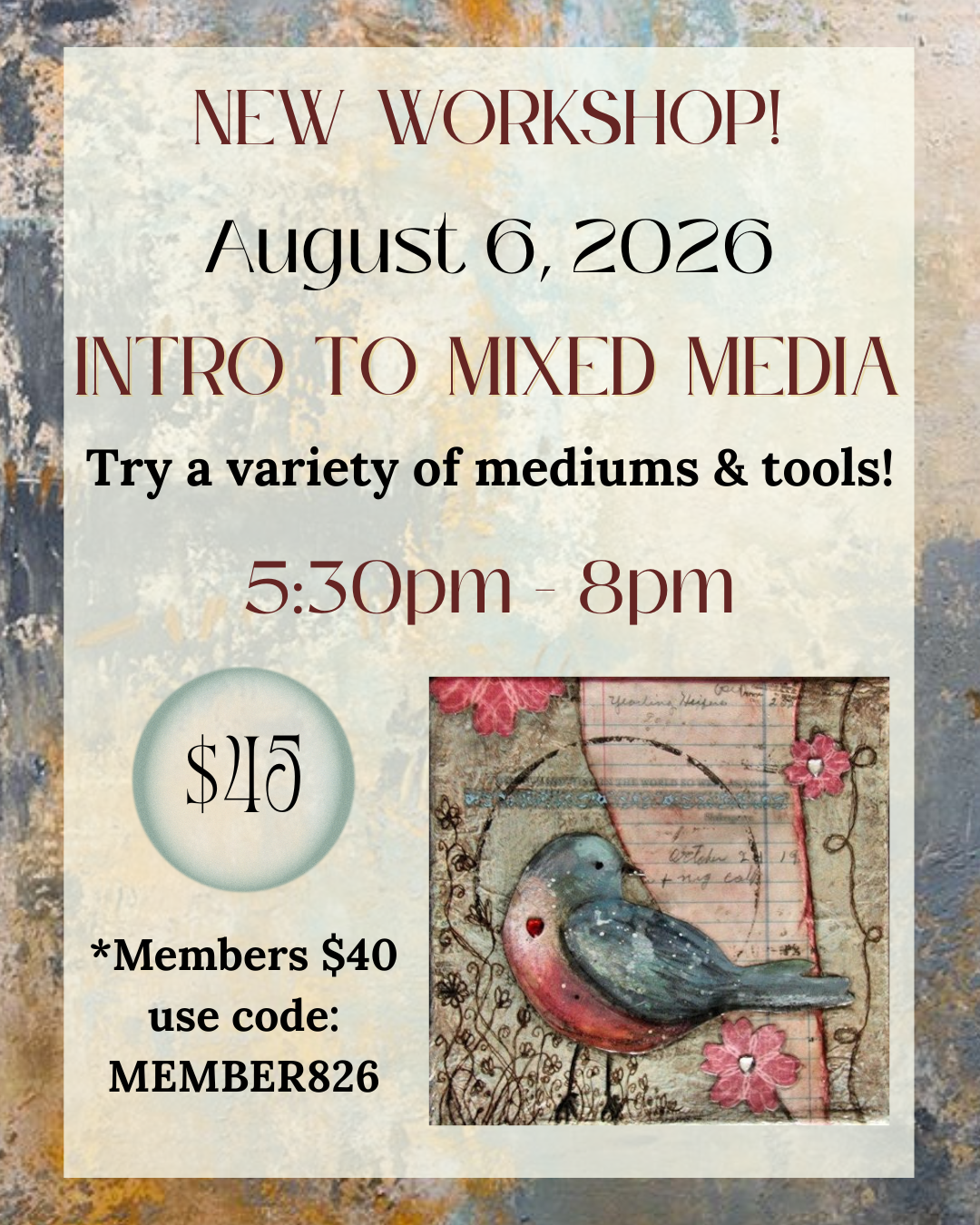 August Intro to Mixed Media